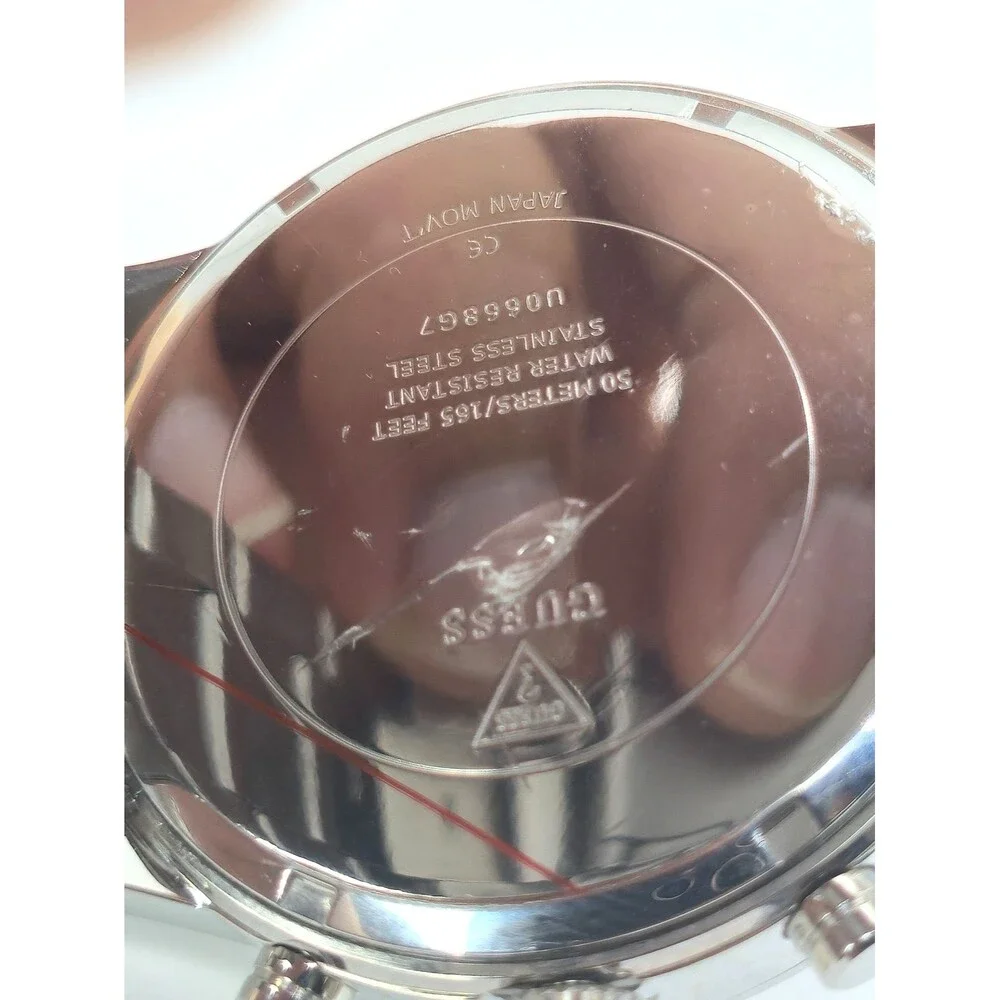 GUESS Atlas U0668G7 Men's Silver-Tone Chronograph Watch 45mm